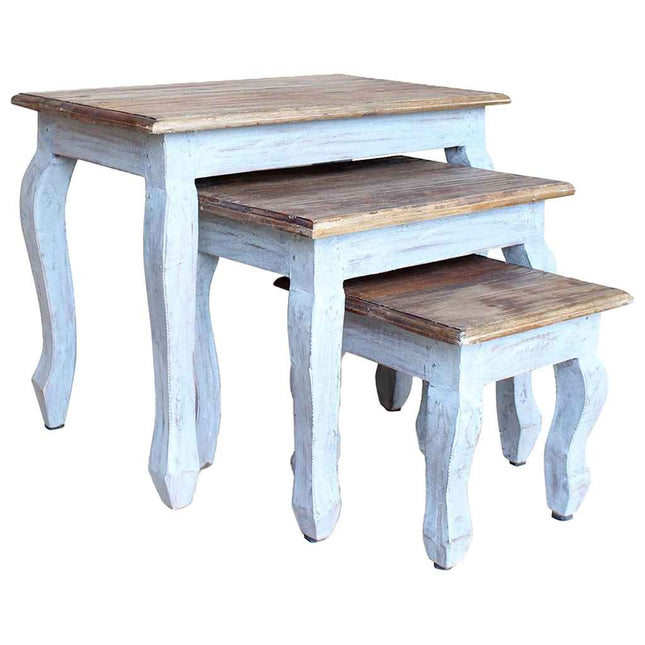 Ensemble De Tables Gigognes 3 Pcs Bois D'acajou Massif Gris
