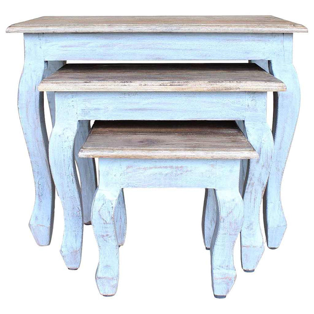 Ensemble De Tables Gigognes 3 Pcs Bois D'acajou Massif Gris