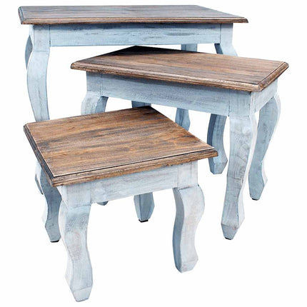 Ensemble De Tables Gigognes 3 Pcs Bois D'acajou Massif Gris