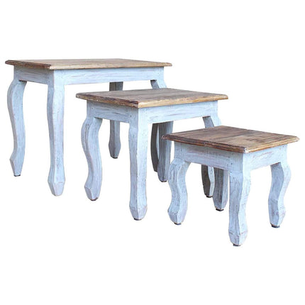 Ensemble De Tables Gigognes 3 Pcs Bois D'acajou Massif Gris
