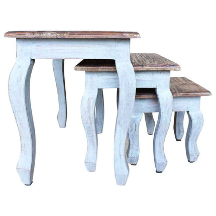 Ensemble De Tables Gigognes 3 Pcs Bois D'acajou Massif Gris