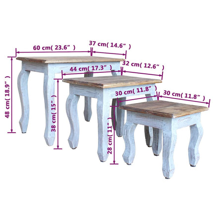 Ensemble De Tables Gigognes 3 Pcs Bois D'acajou Massif Gris