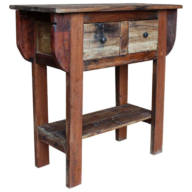 Table Console Bois De Récupération Mélangé 80X35X80 Cm Gris