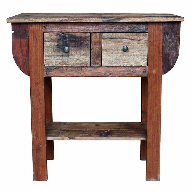 Table Console Bois De Récupération Mélangé 80X35X80 Cm Gris