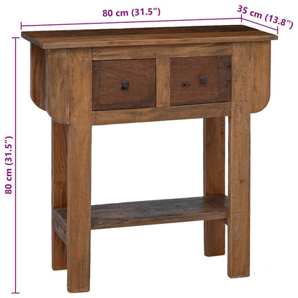 Table Console Bois De Récupération Mélangé 80X35X80 Cm Gris
