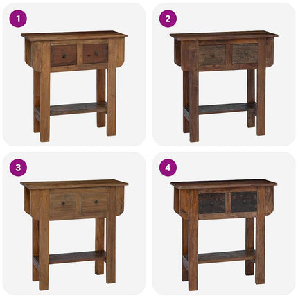 Table Console Bois De Récupération Mélangé 80X35X80 Cm Gris