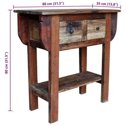 Table Console Bois De Récupération Mélangé 80X35X80 Cm Gris