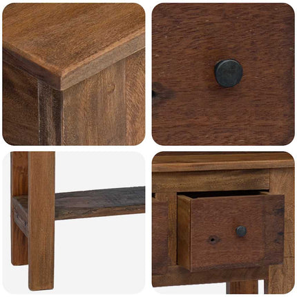 Table Console Bois De Récupération Mélangé 80X35X80 Cm Gris