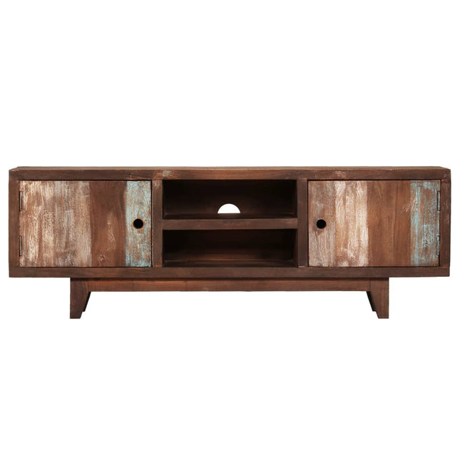 Meuble Tv Bois D'acacia Massif Vintage 118 X 30 X 40 Cm