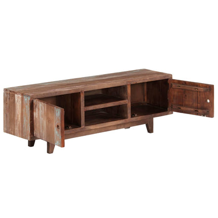 Meuble Tv Bois D'acacia Massif Vintage 118 X 30 X 40 Cm