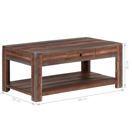 Table Basse Bois Massif Vintage 88X50X38 Cm