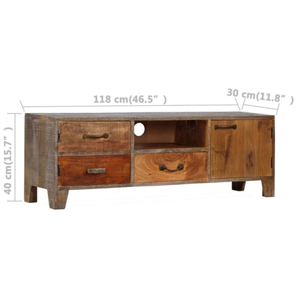 Meuble Tv Bois Massif Vintage 118 X 30 X 40 Cm
