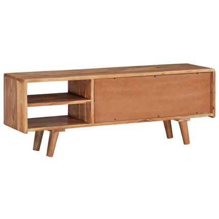 Meuble Tv Bois D'acacia Avec Portes Sculptées 117 X 30 X 40 Cm