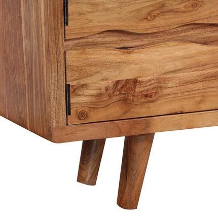 Meuble Tv Bois D'acacia Avec Portes Sculptées 117 X 30 X 40 Cm