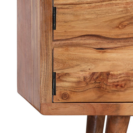 Meuble Tv Bois D'acacia Avec Portes Sculptées 117 X 30 X 40 Cm
