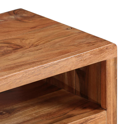Meuble Tv Bois D'acacia Avec Portes Sculptées 117 X 30 X 40 Cm
