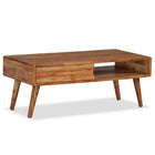 Table Basse Bois Massif Avec Tiroir Sculpté 100X50X40 Cm