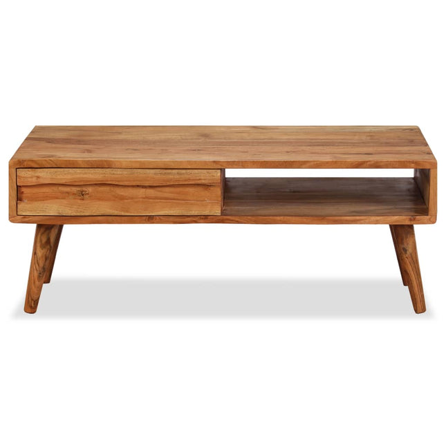 Table Basse Bois Massif Avec Tiroir Sculpté 100X50X40 Cm