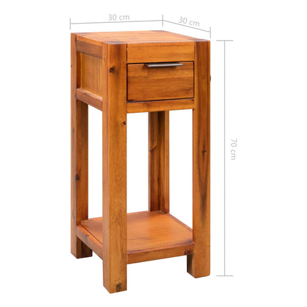Table D'appoint Bois D'acacia Massif 30 X 30 X 70 Cm