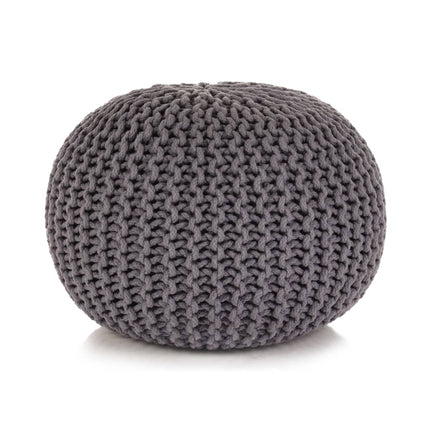 Pouf Tricoté À La Main Coton 50 X 35 Cm