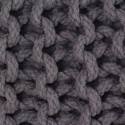 Pouf Tricoté À La Main Coton 50 X 35 Cm