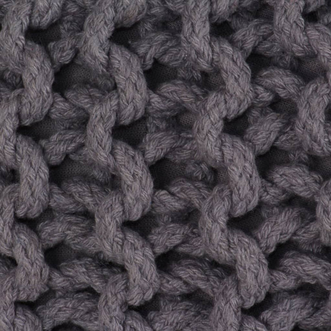 Pouf Tricoté À La Main Coton 50 X 35 Cm