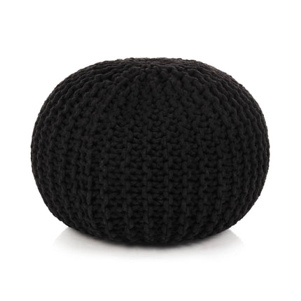 Pouf Tricoté À La Main Coton 50 X 35 Cm