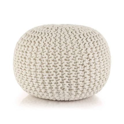 Pouf Tricoté À La Main Coton 50 X 35 Cm
