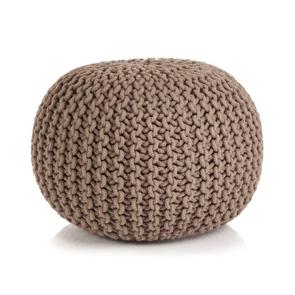 Pouf Tricoté À La Main Coton 50 X 35 Cm