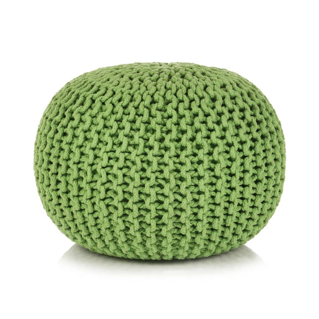 Pouf Tricoté À La Main Coton 50 X 35 Cm