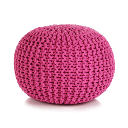 Pouf Tricoté À La Main Coton 50 X 35 Cm