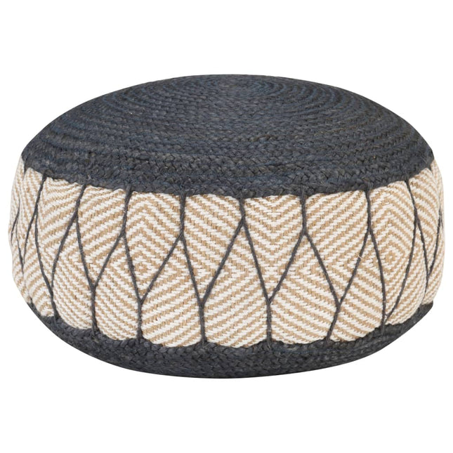 Pouf Tissé/Tricoté Jute Coton 50 X 30 Cm Bleu