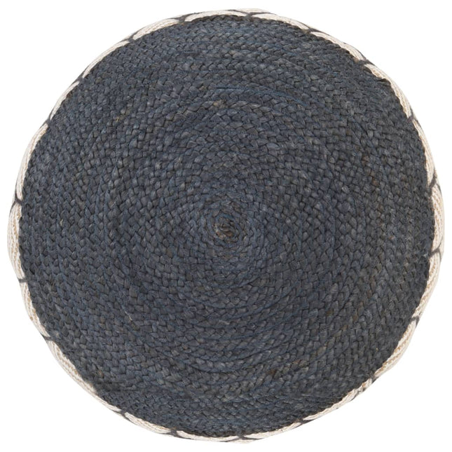 Pouf Tissé/Tricoté Jute Coton 50 X 30 Cm Bleu