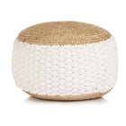 Pouf Tissé/Tricoté Jute Coton 50 X 35 Cm Blanc