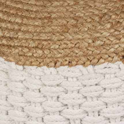 Pouf Tissé/Tricoté Jute Coton 50 X 35 Cm Blanc