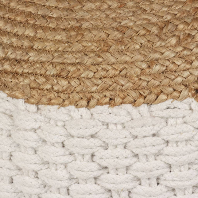 Pouf Tissé/Tricoté Jute Coton 50 X 35 Cm Blanc