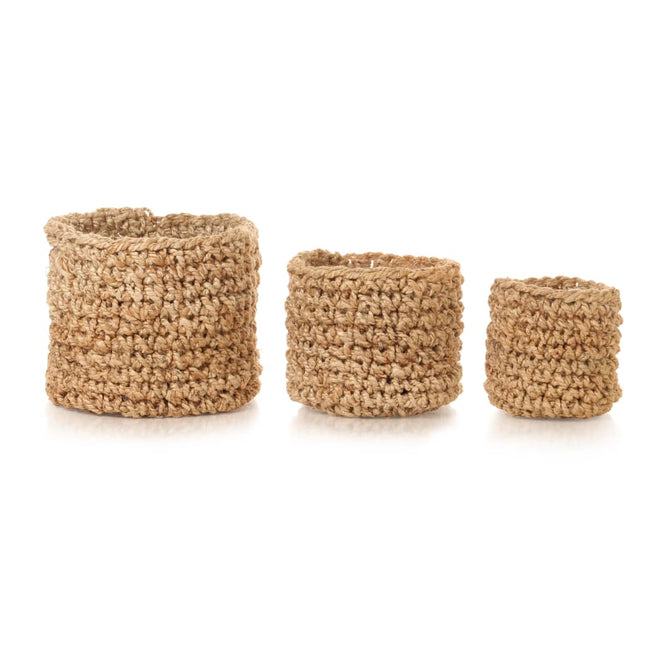 Ensemble De Panier De Rangement 3 Pcs Fait Main Jute Naturel