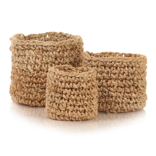 Ensemble De Panier De Rangement 3 Pcs Fait Main Jute Naturel