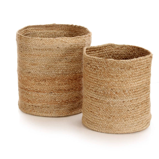Ensemble De Panier De Rangement 2 Pcs Fait Main Jute Naturel