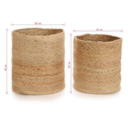 Ensemble De Panier De Rangement 2 Pcs Fait Main Jute Naturel
