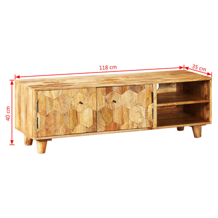 Meuble Tv Bois Massif De Manguier 118 X 35 X 40 Cm