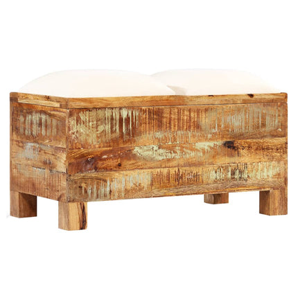 Banc De Rangement Bois Massif Recyclé 80 X 40 X 40 Cm