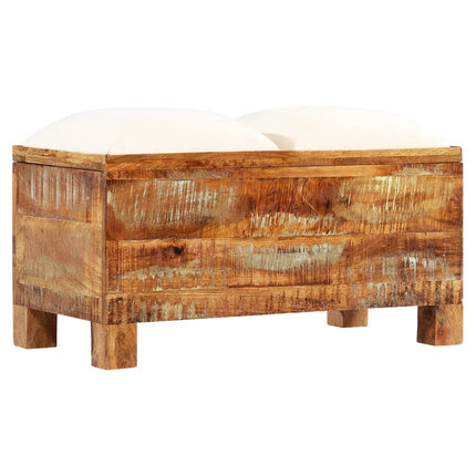 Banc De Rangement Bois Massif Recyclé 80 X 40 X 40 Cm