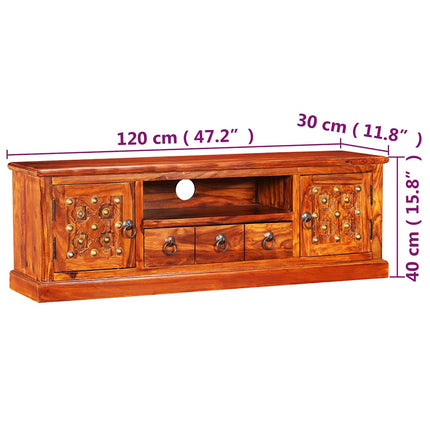 Meuble Tv Bois Massif De Sesham 120 X 30 X 40 Cm