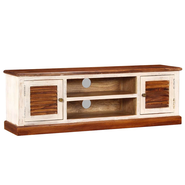 Meuble Tv Bois Massif De Manguier Et Sesham 120 X 30 X 40 Cm