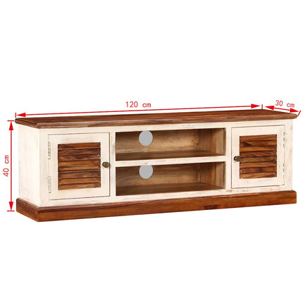Meuble Tv Bois Massif De Manguier Et Sesham 120 X 30 X 40 Cm