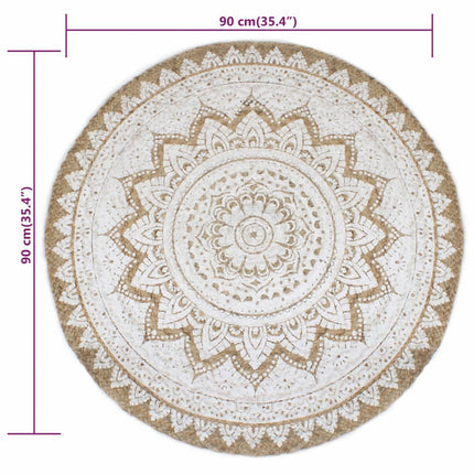Tapis Jute Tressé Imprimé Rond