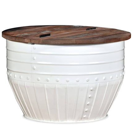 Table Basse Forme De Bol Avec Base En Acier Bois Recyclé