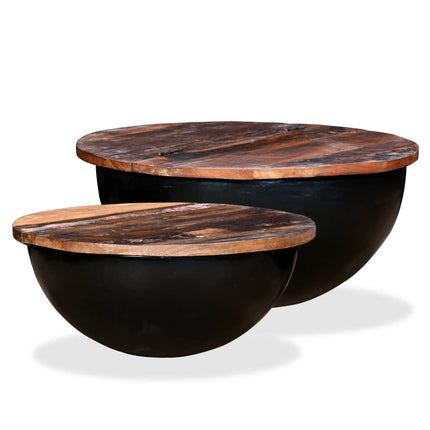 Table Basse Forme De Bol Avec Base En Acier Bois Recyclé