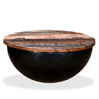 Table Basse Forme De Bol Avec Base En Acier Bois Recyclé